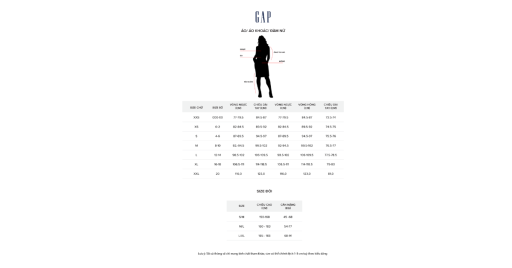gap jeans size chart